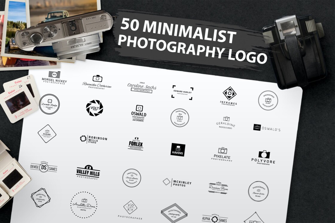 50 Minimalist Photography Logos Bundle