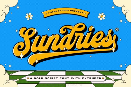 Sundries Bold Script with Extruded By Angin Studio